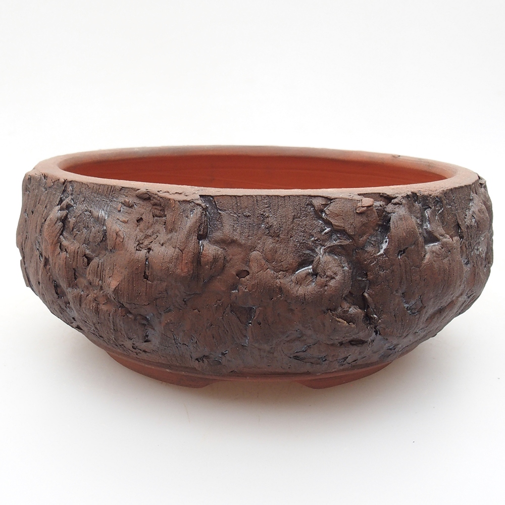 Ceramic bonsai bowl 14,5 x 14,5 x 6 cm, color brown