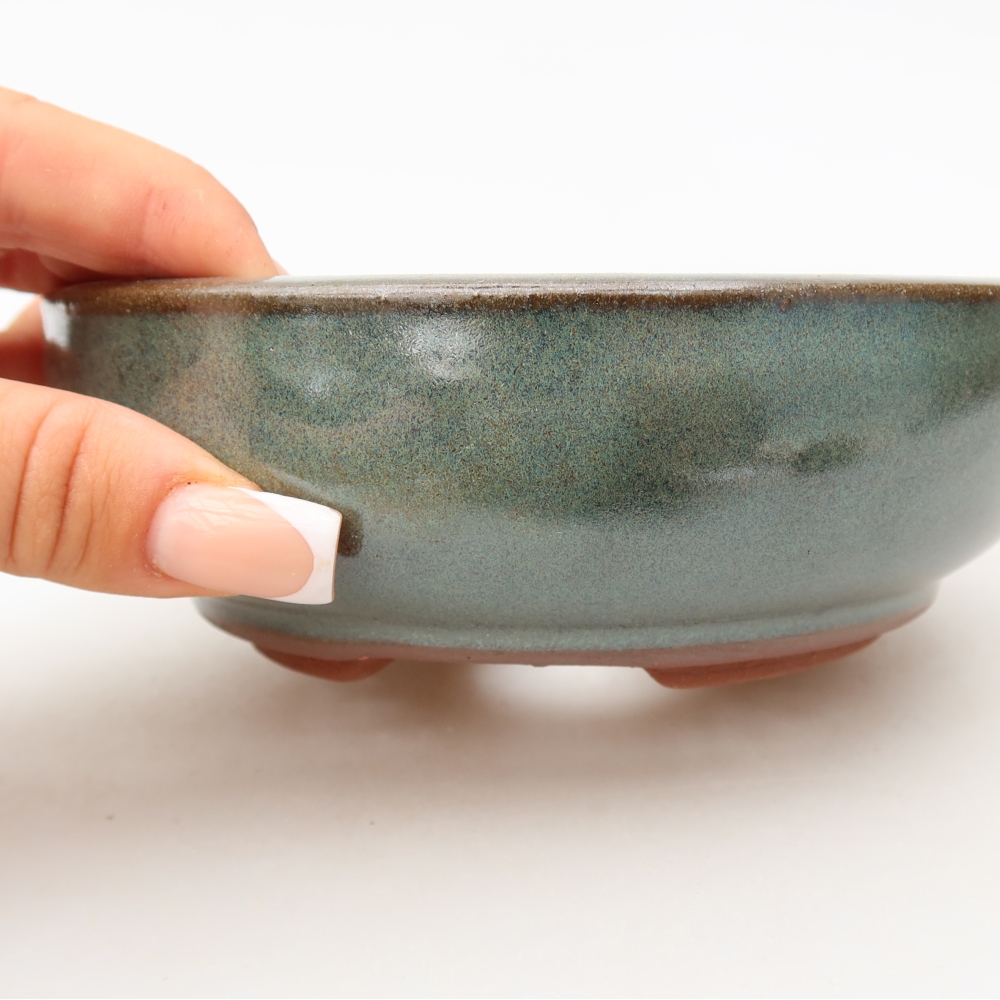 Ceramic bonsai bowl 14 x 14 x 5 cm, green