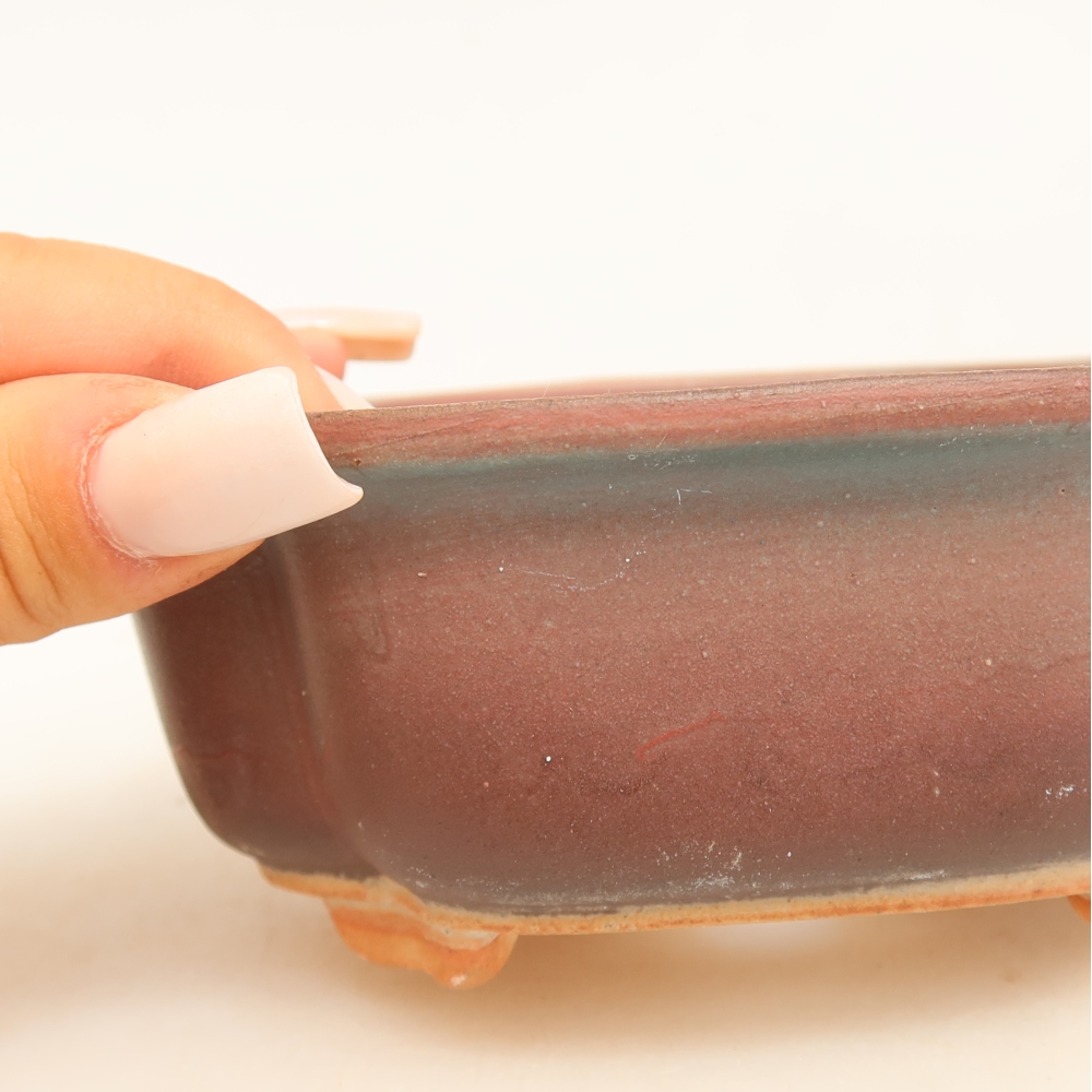 Ceramic bonsai pot, 13.5 x 10.5 x 5 cm, purple