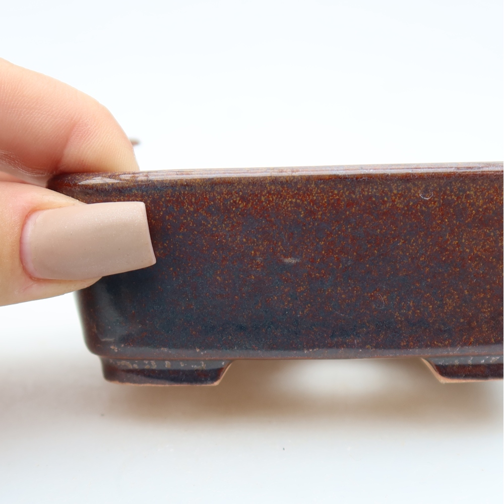 Ceramic bonsai pot, 10 x 8 x 3.5 cm, brown
