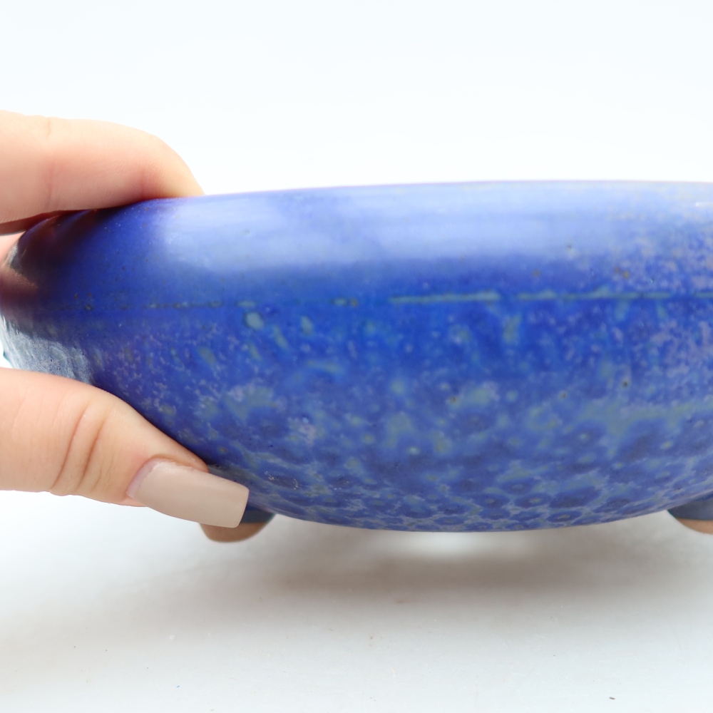 Ceramic bonsai pot, 20 x 20 x 7.5 cm, blue