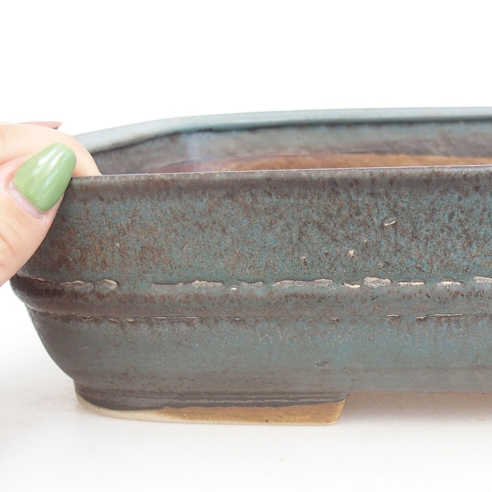 Ceramic bonsai bowl 29,5 x 25 x 7 cm, colour blue