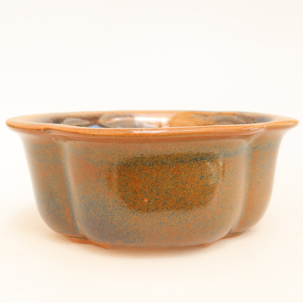 Ceramic bonsai pot, 13.5 x 11 x 6 cm, brown