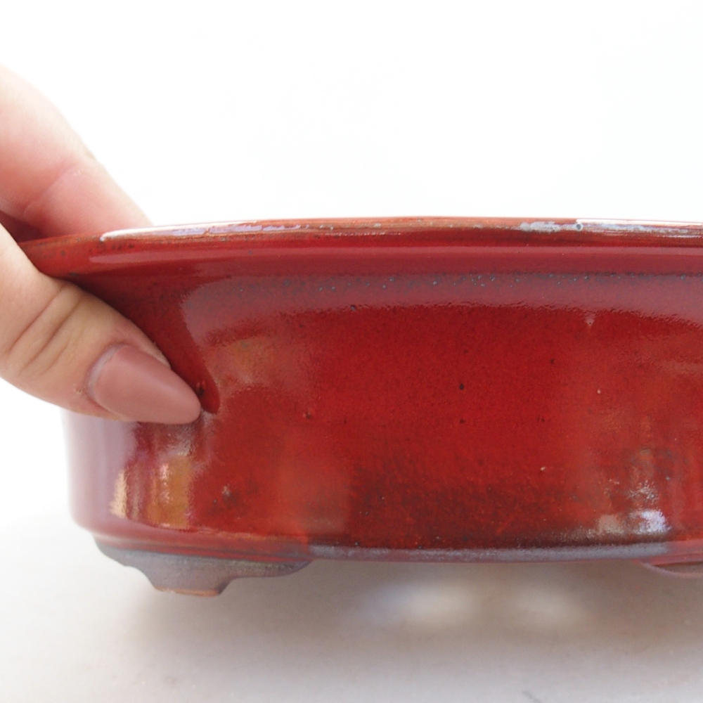 Ceramic bonsai bowl 23 x 18 x 6,5 cm, colour red