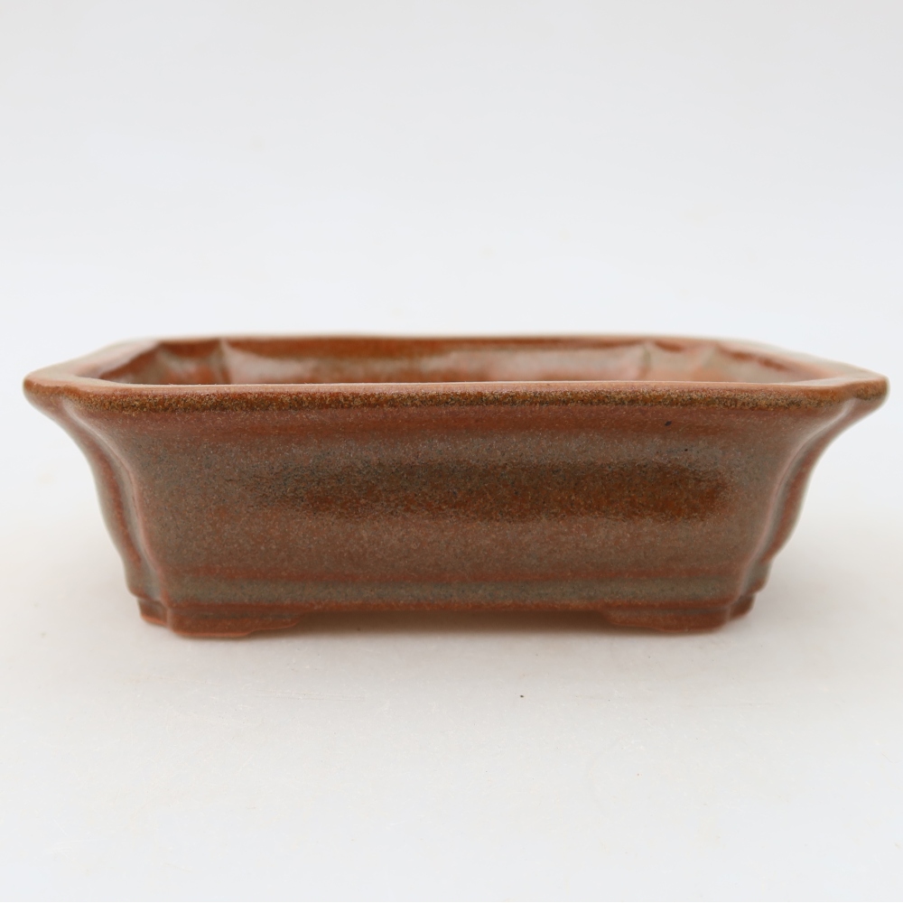 Ceramic bonsai bowl 13 x 10 x 4 cm, brown