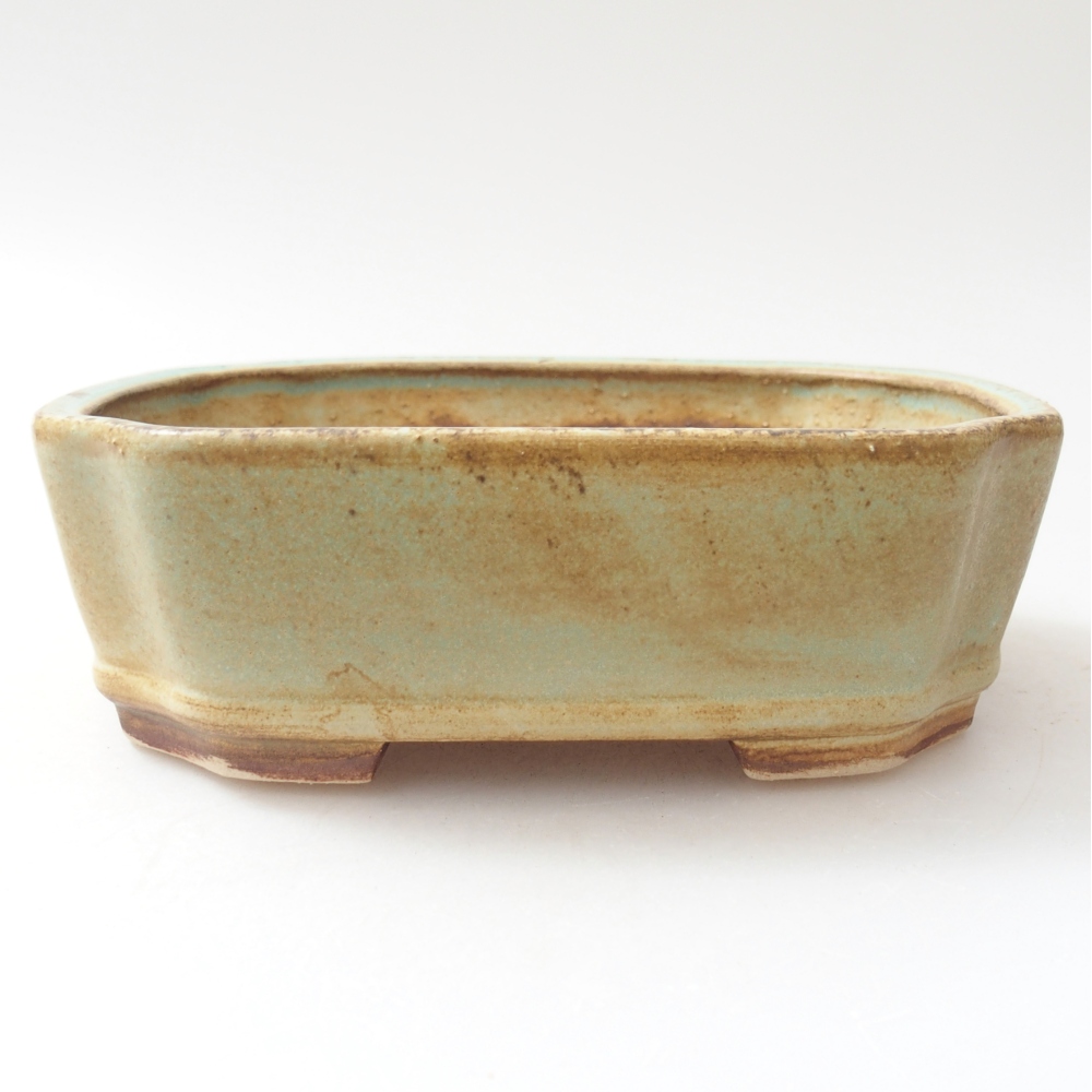 Ceramic bonsai bowl 14 x 12 x 4,5 cm, green