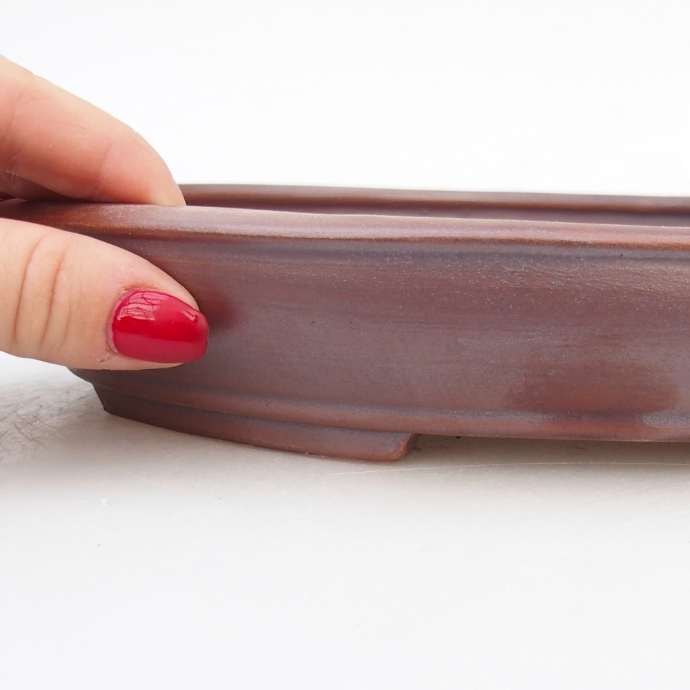 Ceramic bonsai bowl 24 x 20 x 4 cm, metal colour