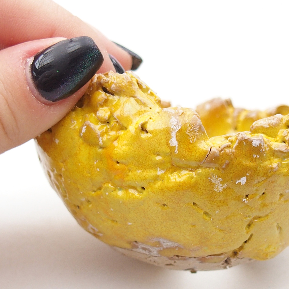 Ceramic shell 9 x 8,5 x 5,5 cm , yellow colour