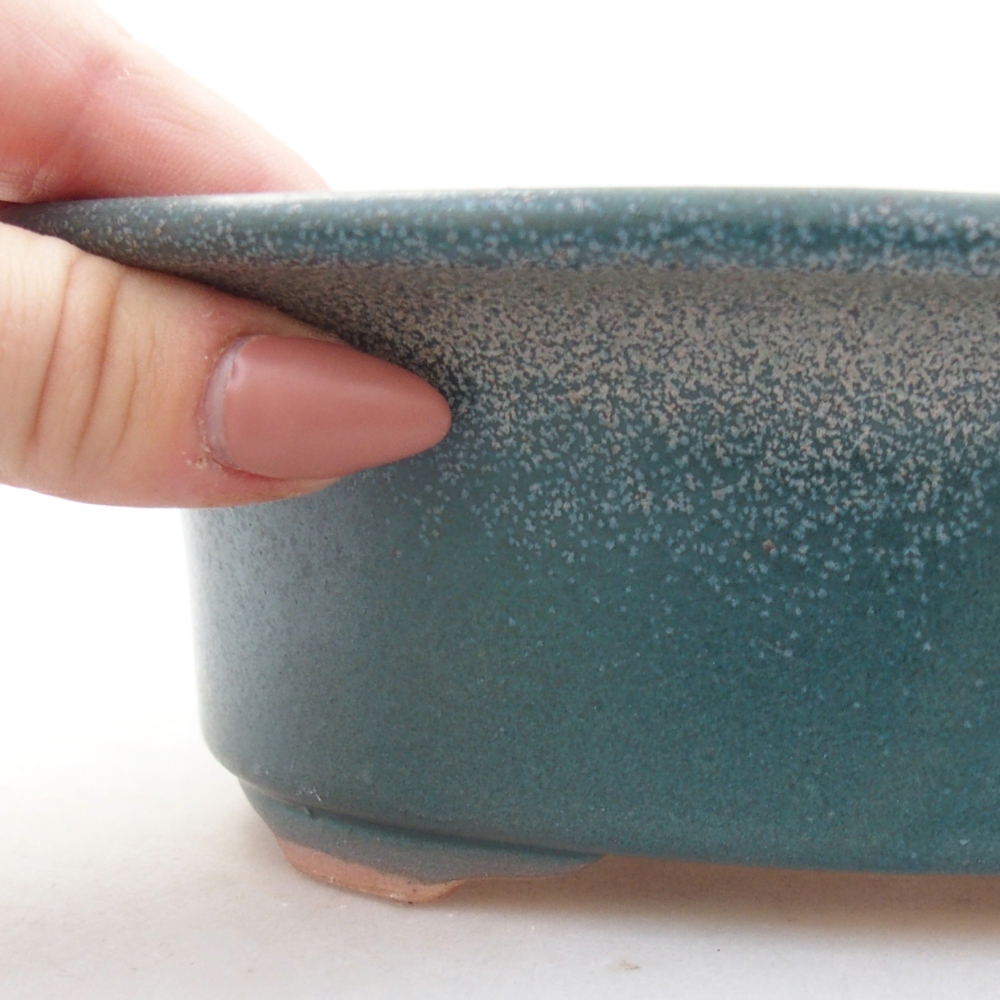 Ceramic bonsai bowl 19,5 x 15,5 x 6,5 cm, colour blue