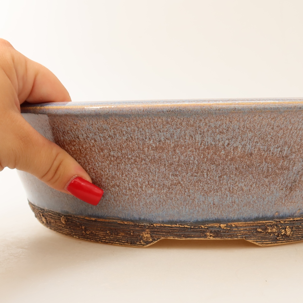 Ceramic bonsai pot, 31 x 31 x 8 cm, blue