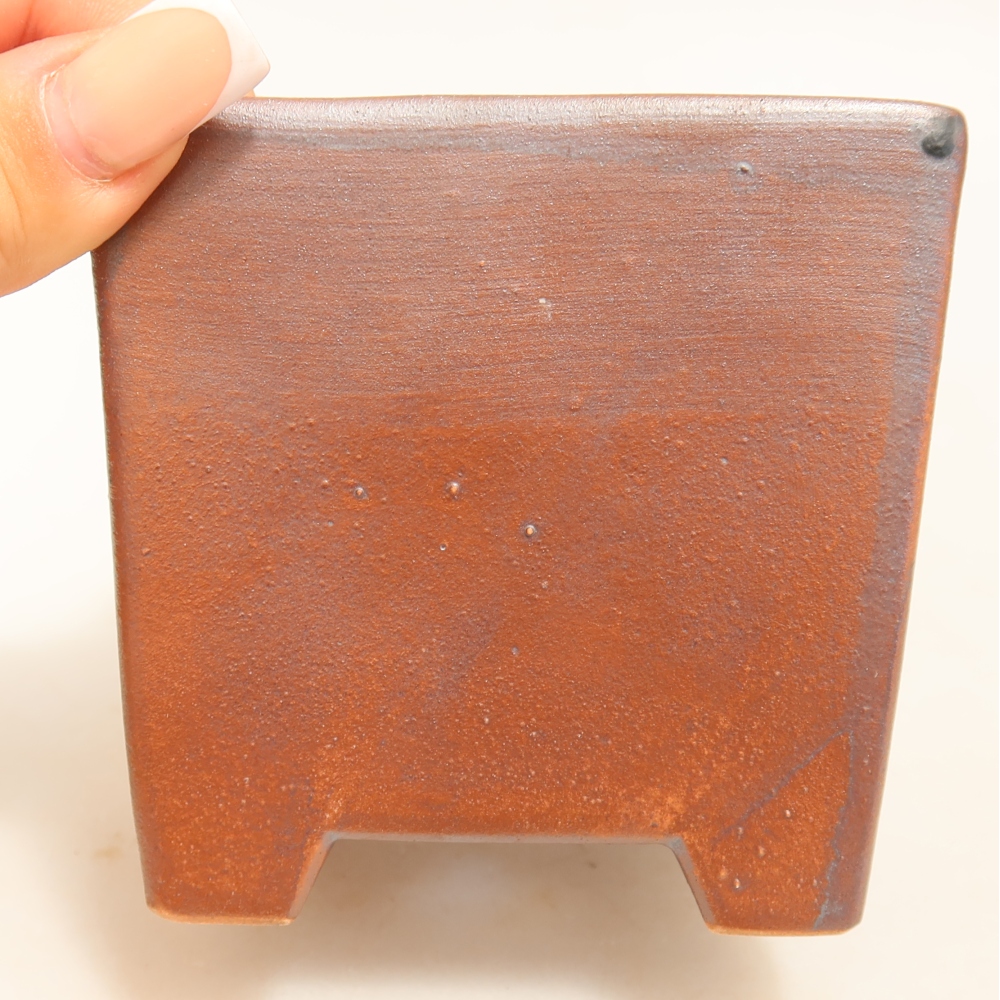 Ceramic bonsai pot, 9 x 9 x 8.5 cm, metallic color