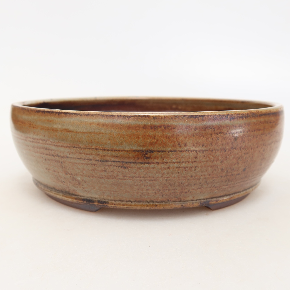 Ceramic bonsai pot, 17 x 17 x 5.5 cm, brown