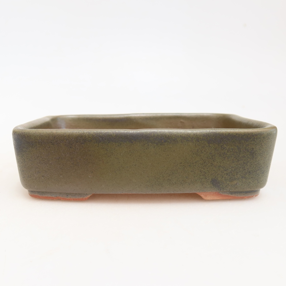 Ceramic bonsai pot, 13 x 9.5 x 3.5 cm, green