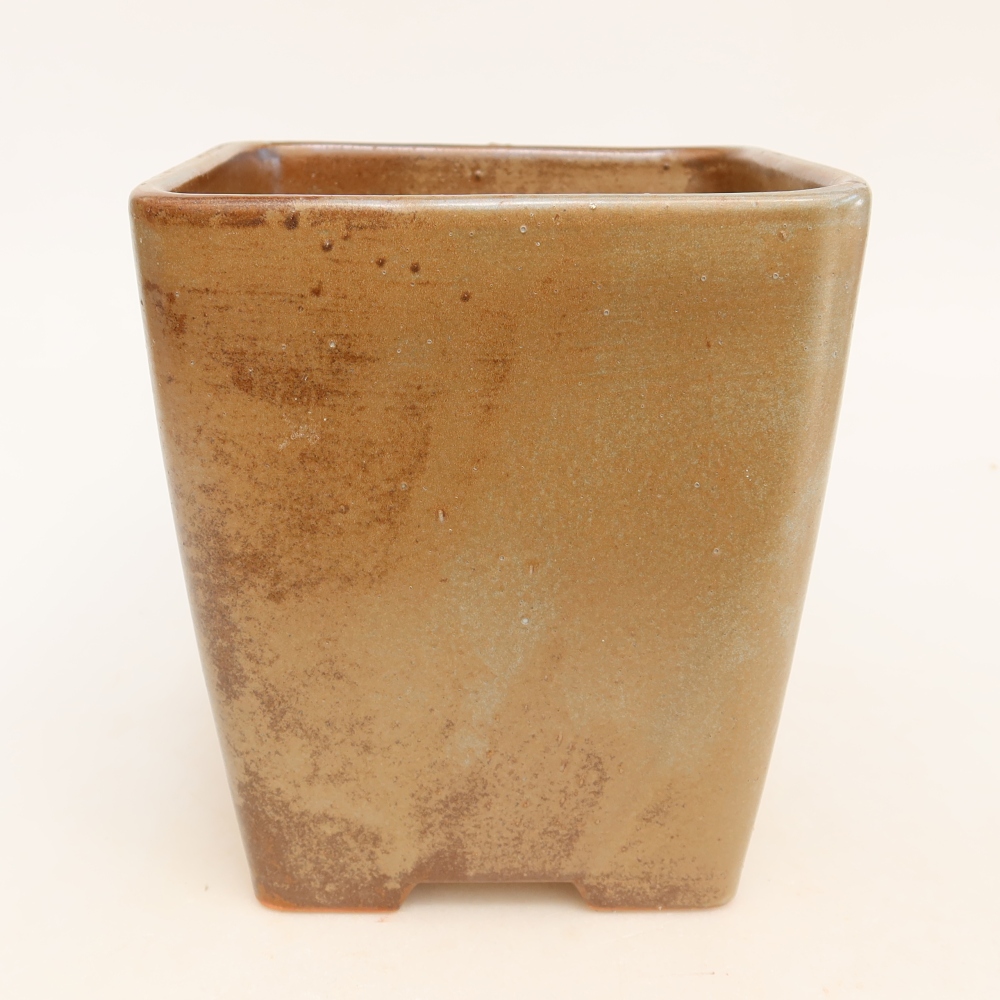 Ceramic bonsai bowl 14 x 14 x 15 cm, brown