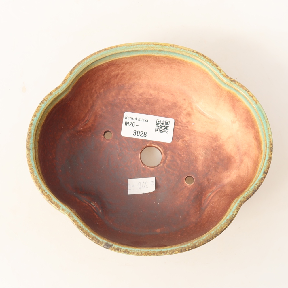 Ceramic bonsai bowl 17 x 15,5 x 5,5 cm, green