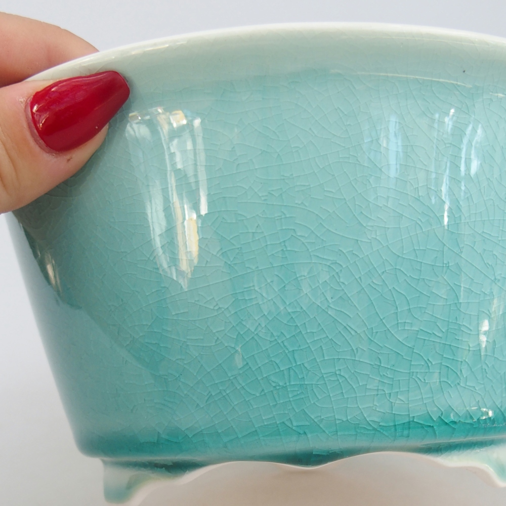 Ceramic bonsai bowl 16 x 16 x 8,5 cm, green