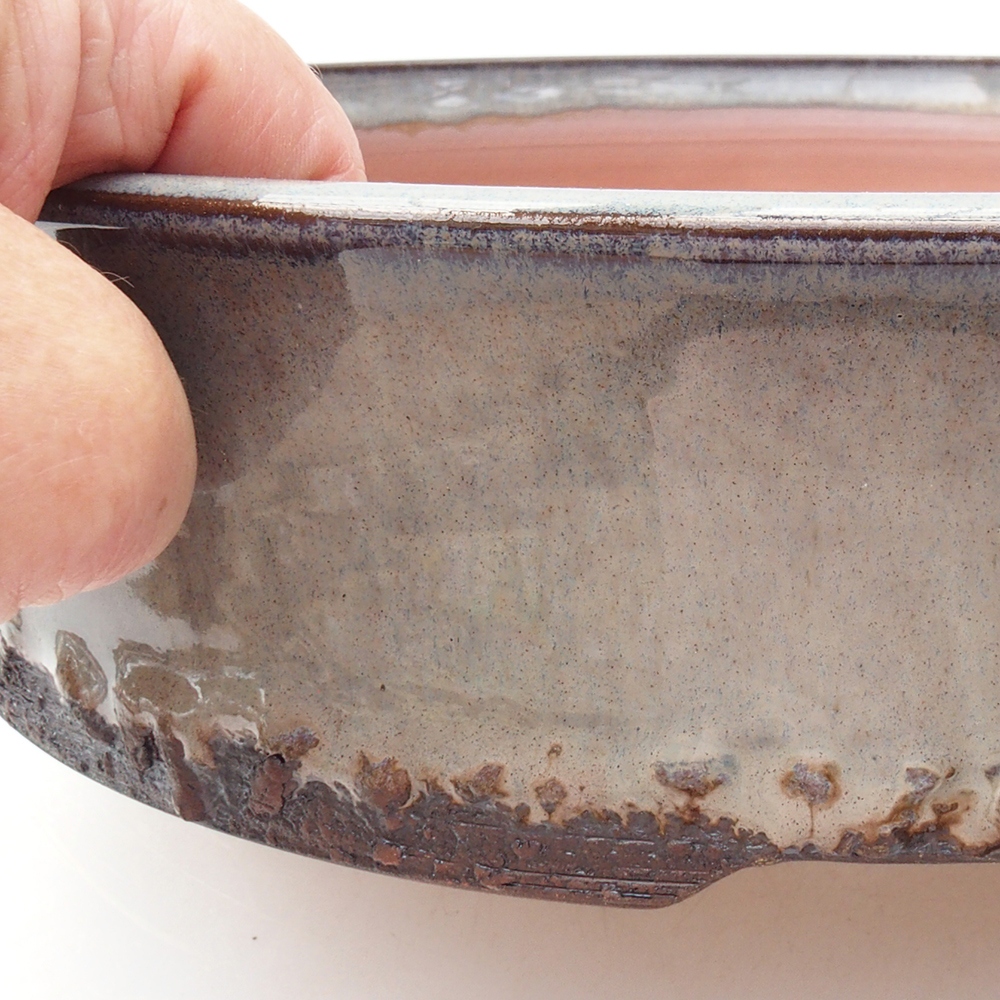 Ceramic bonsai bowl 25,5 x 25,5 x 6,5 cm, color gray