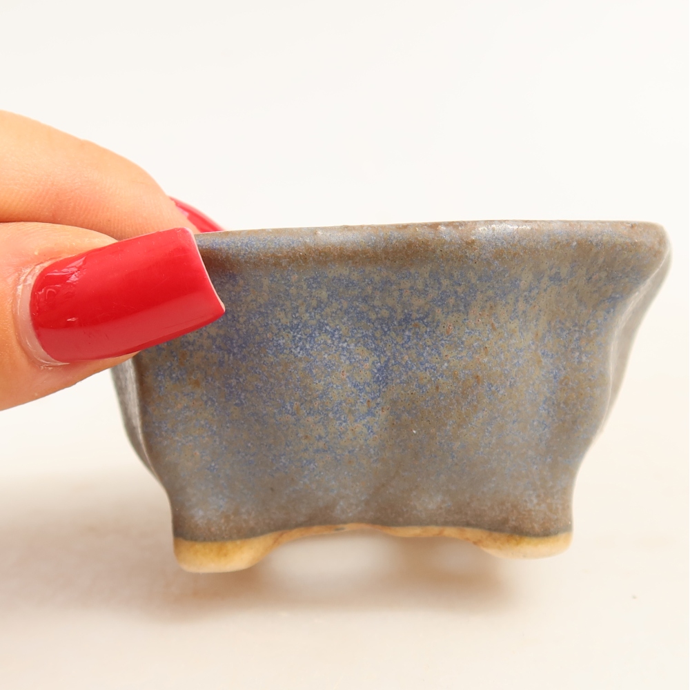 Ceramic bonsai pot, 7 x 7 x 3.5 cm, blue