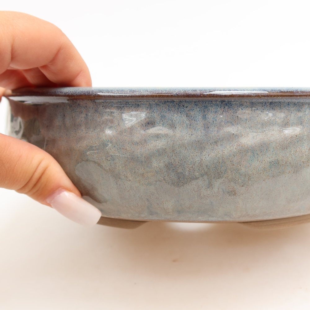 Ceramic bonsai pot, 22 x 22 x 6 cm, gray