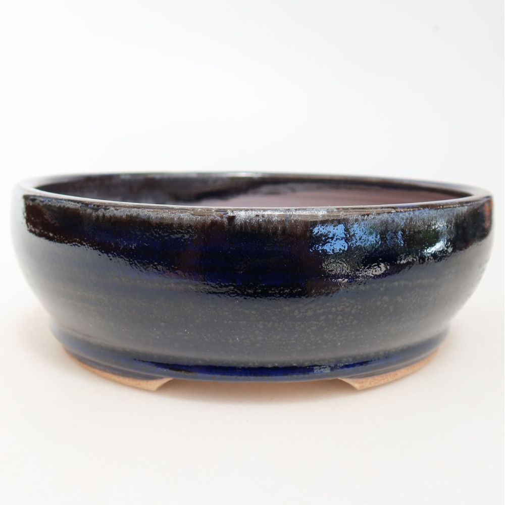 Ceramic bonsai pot, 16.5 x 16.5 x 5.5 cm, blue