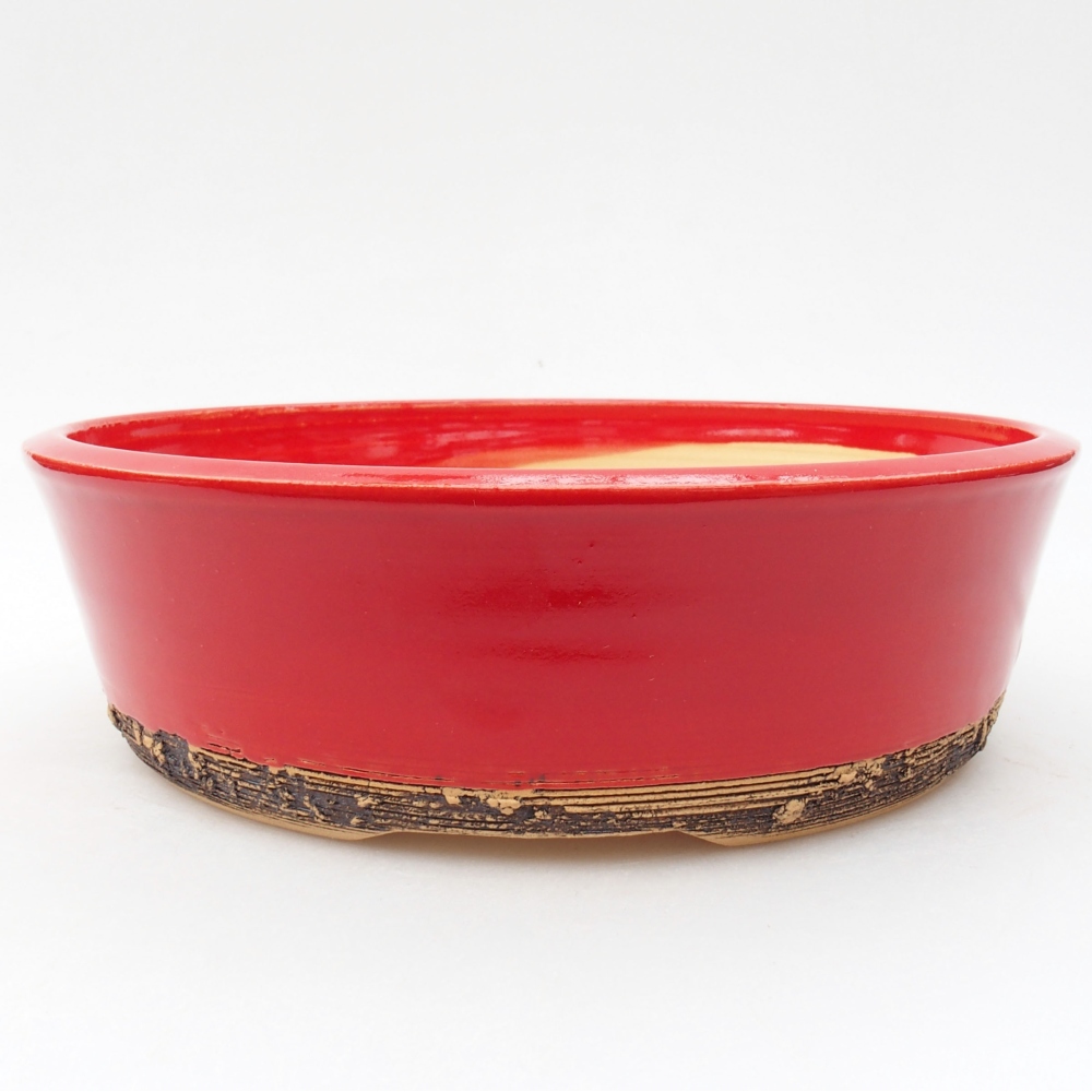 Ceramic bonsai bowl 19,5 x 19,5 x 6 cm, color red