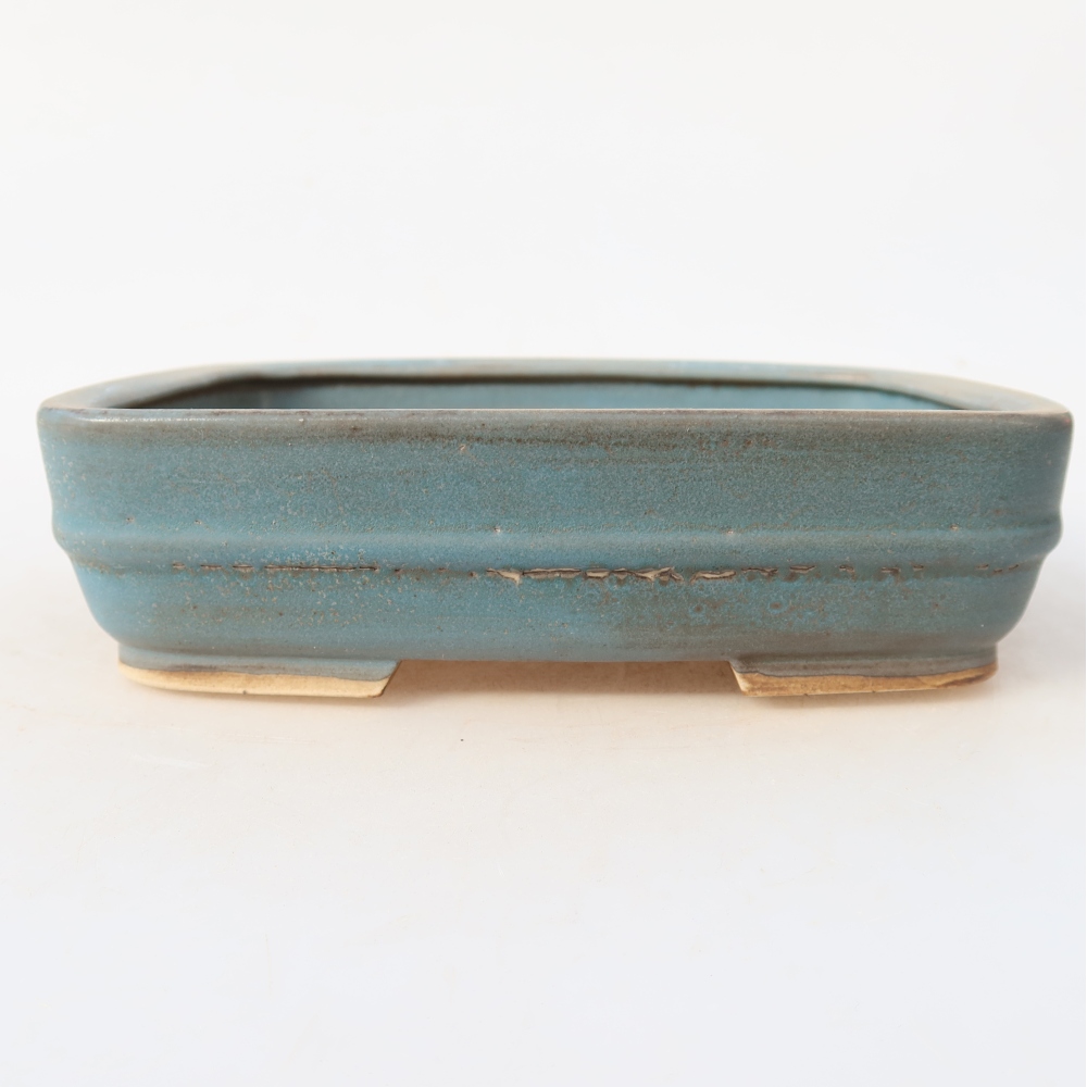 Ceramic bonsai pot, 17 x 13.5 x 4.5 cm, blue
