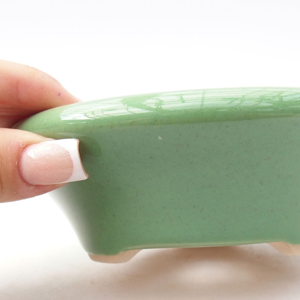Ceramic bonsai bowl 13,5 x 13,5 x 4,5 cm, green