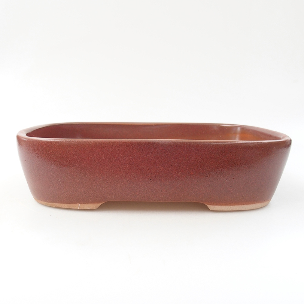 Ceramic bonsai bowl 23 x 18 x 5,5 cm, color burgundy