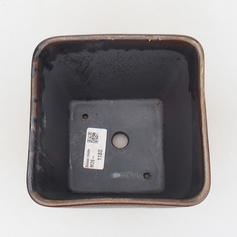 Ceramic bonsai bowl 14 x 14 x 15 cm, brown
