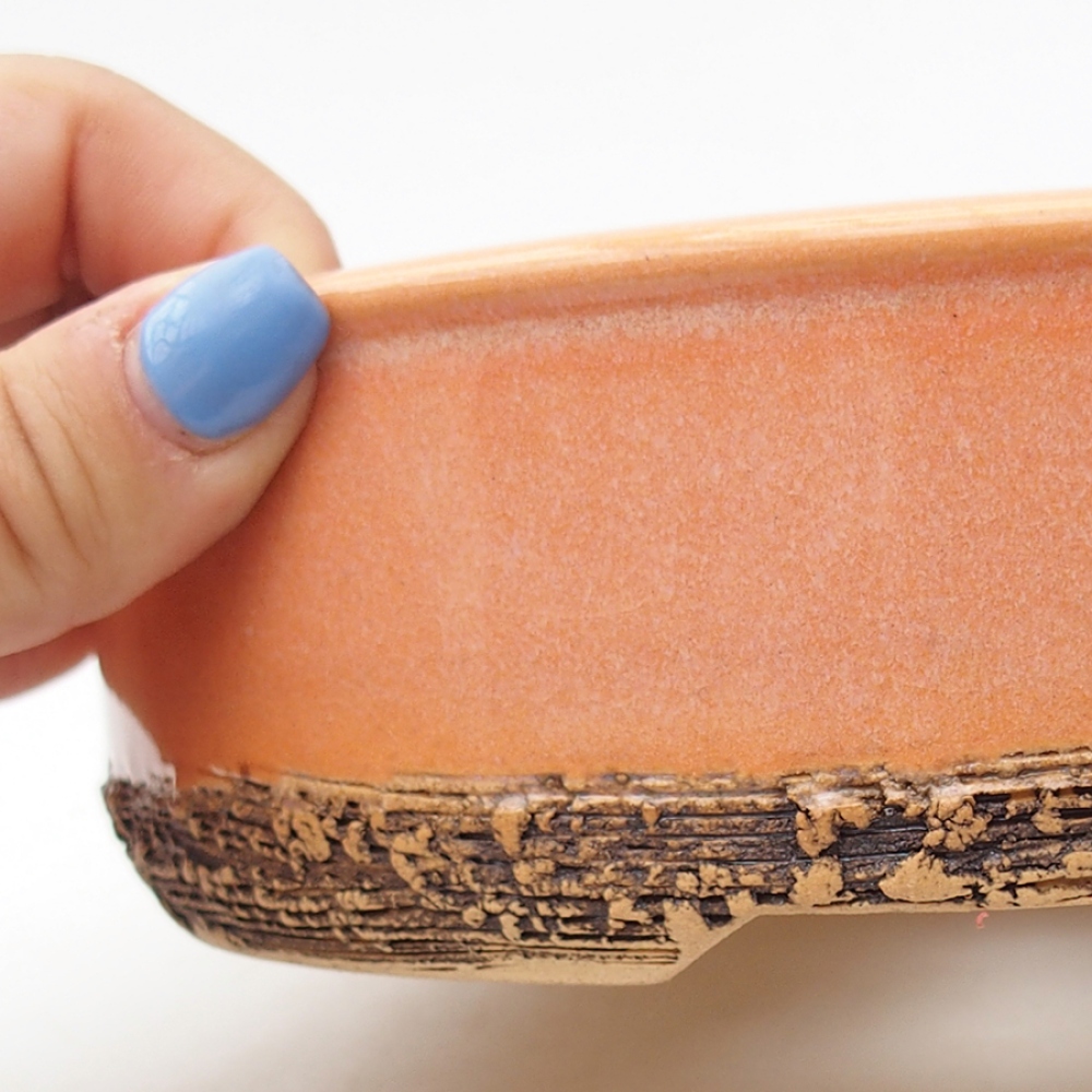 Ceramic bonsai bowl 17,5 x 17,5 x 5 cm, color orange