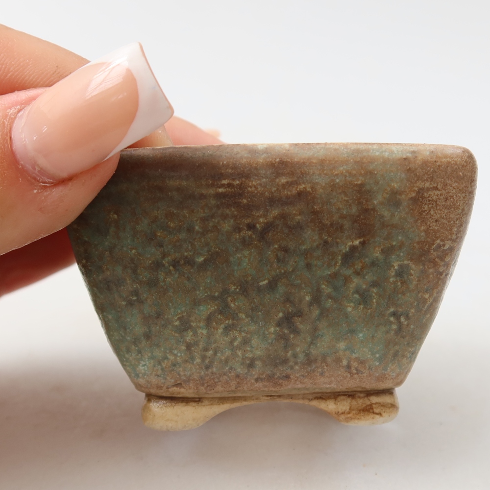 Ceramic bonsai bowl 6 x 6 x 4 cm, green