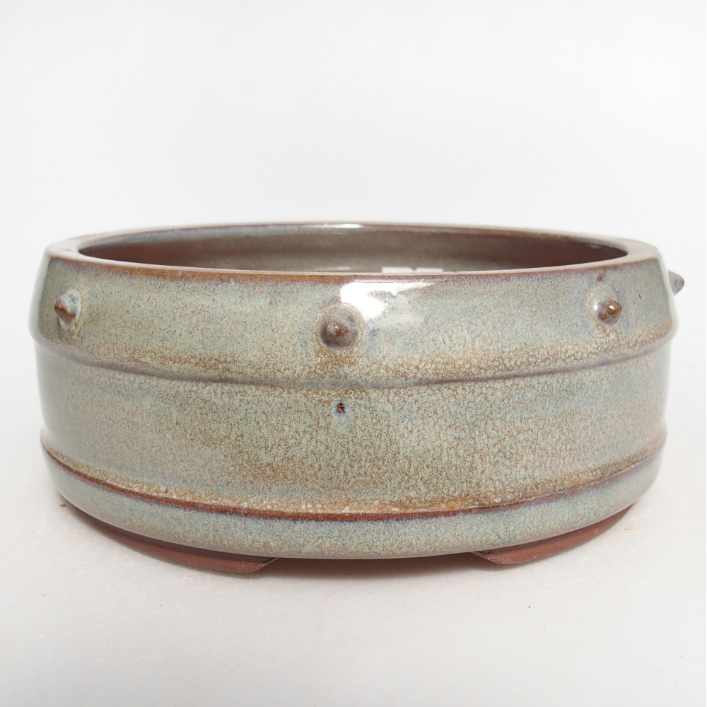 Ceramic bonsai bowl 16 x 16 x 6,5 cm, green