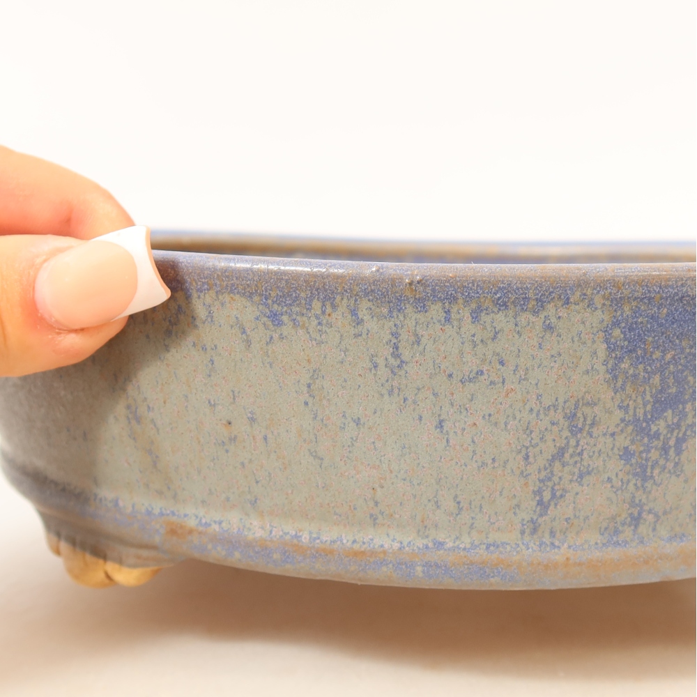 Ceramic bonsai pot, 21.5 x 21.5 x 6 cm, blue