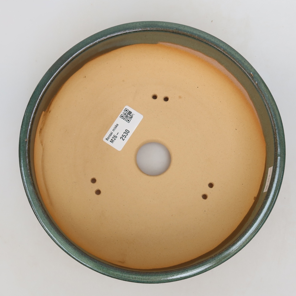 Ceramic bonsai pot, 21.5 x 21.5 x 7 cm, green
