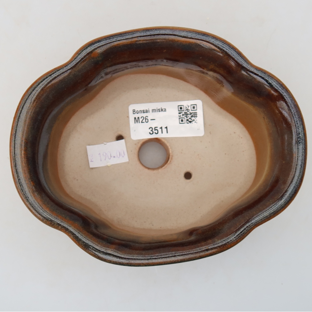 Ceramic bonsai pot, 13.5 x 11 x 6 cm, brown