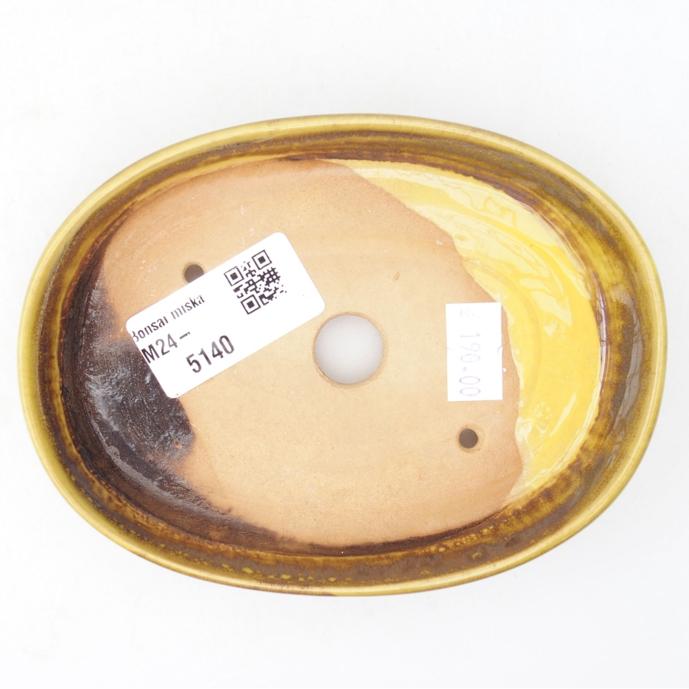 Ceramic bonsai bowl  13 x 10 x 2,5 cm, color yellow