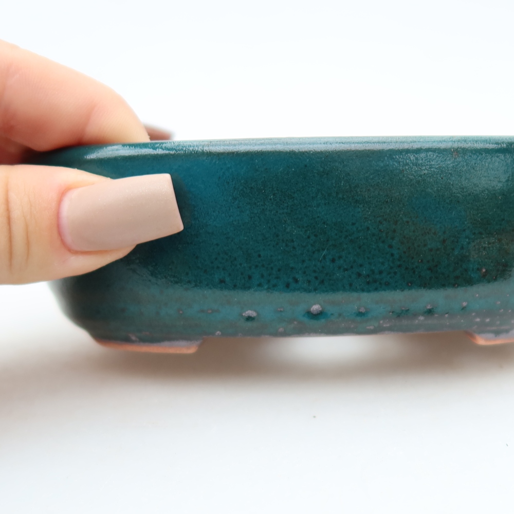 Ceramic bonsai pot, 13 x 8.5 x 4 cm, green