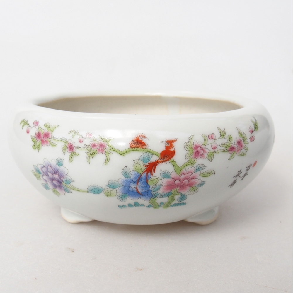 Ceramic bonsai bowl 10 x 10 x 5 cm, colour white