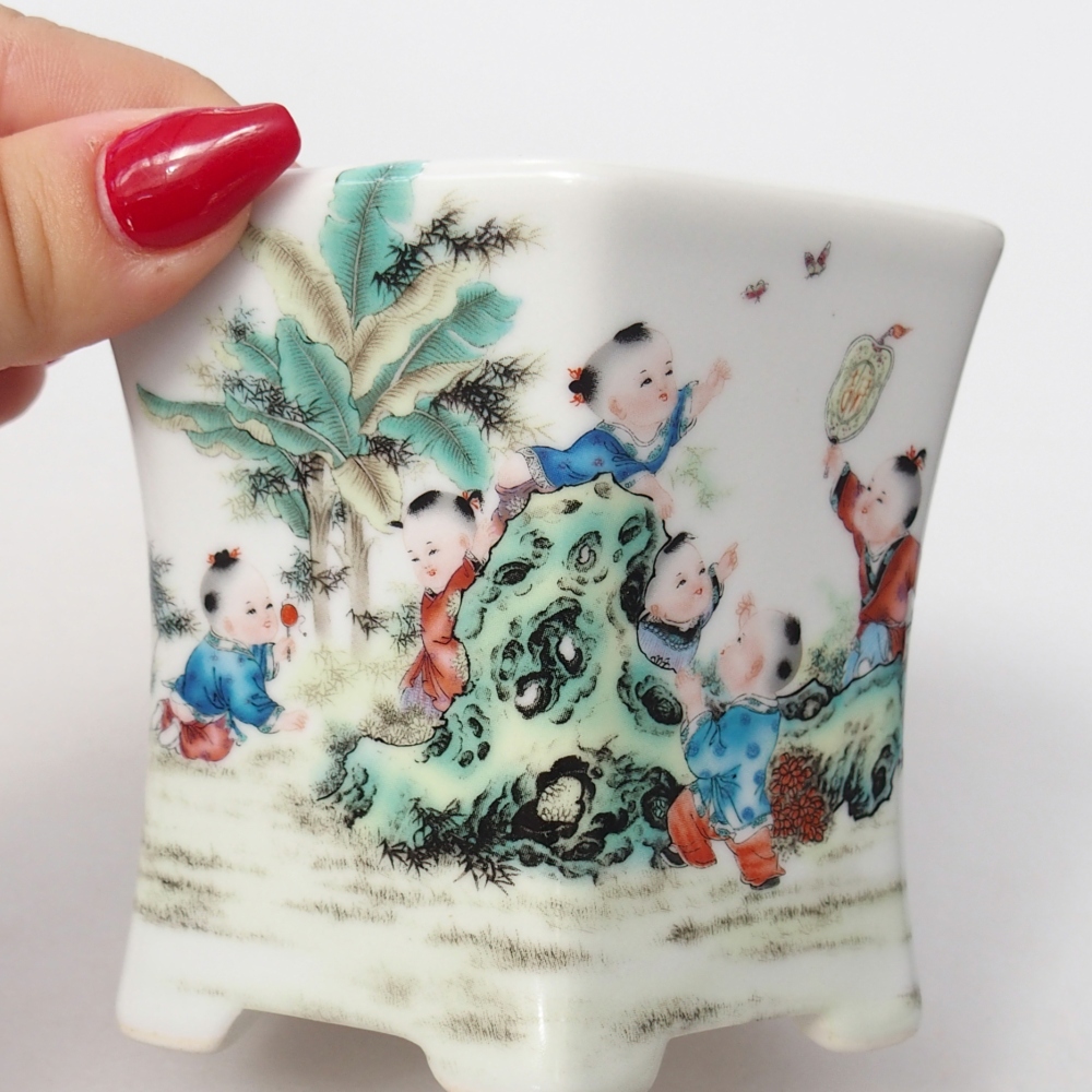 Ceramic bonsai bowl 10,5 x 9,5 x 9 cm, colour white