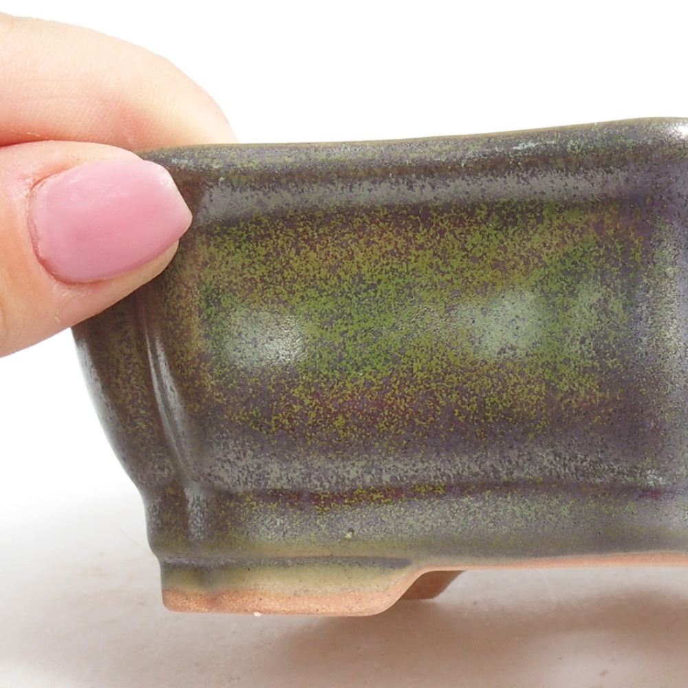 Ceramic bonsai bowl 15,5 x 11,5 x 4,5 cm, color green
