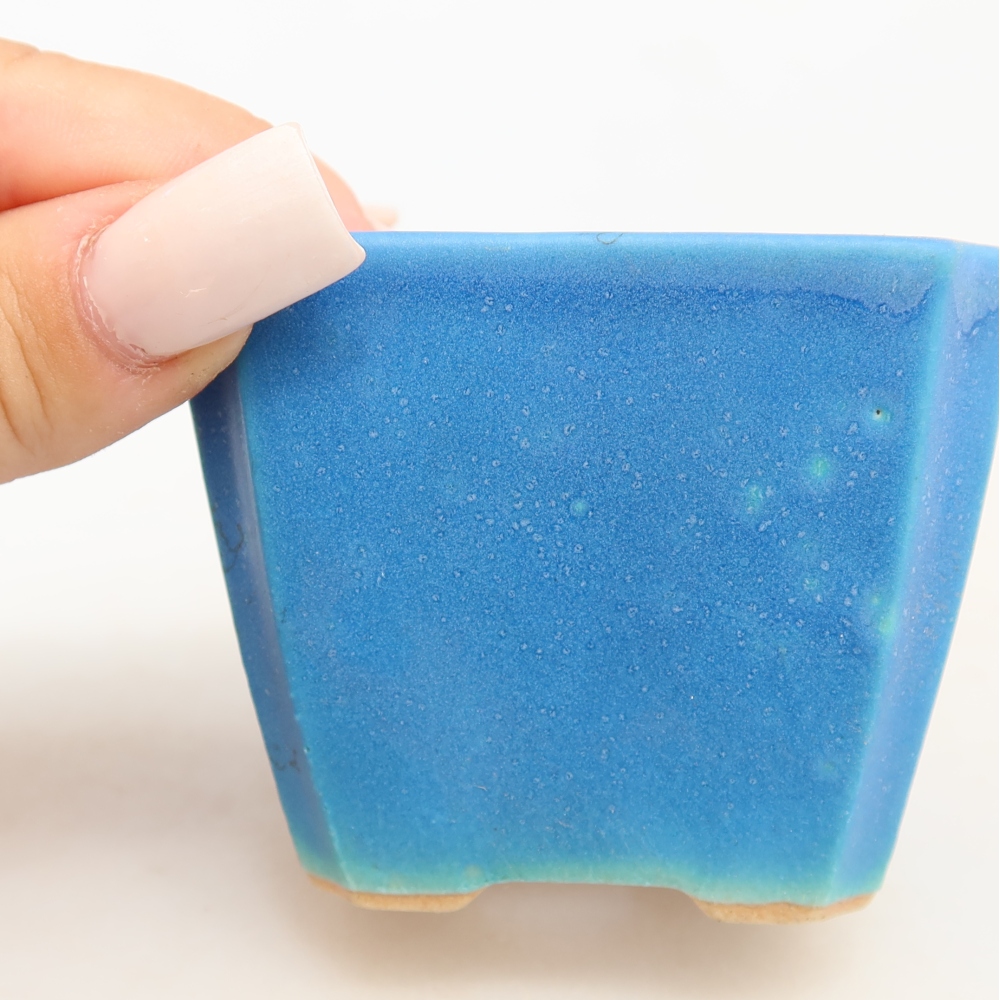 Ceramic bonsai pot, 7 x 7 x 5.5 cm, blue