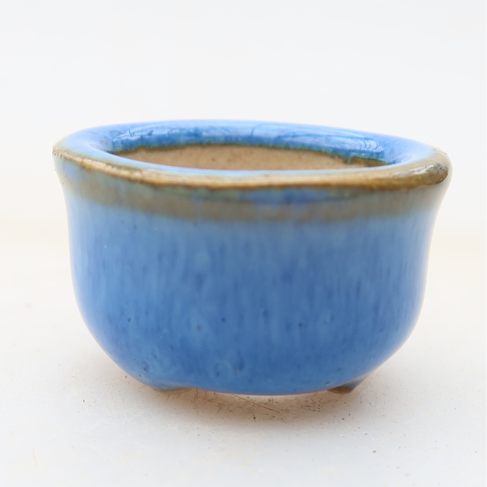 Ceramic bonsai pot, 2.5 x 2.5 x 2 cm, blue