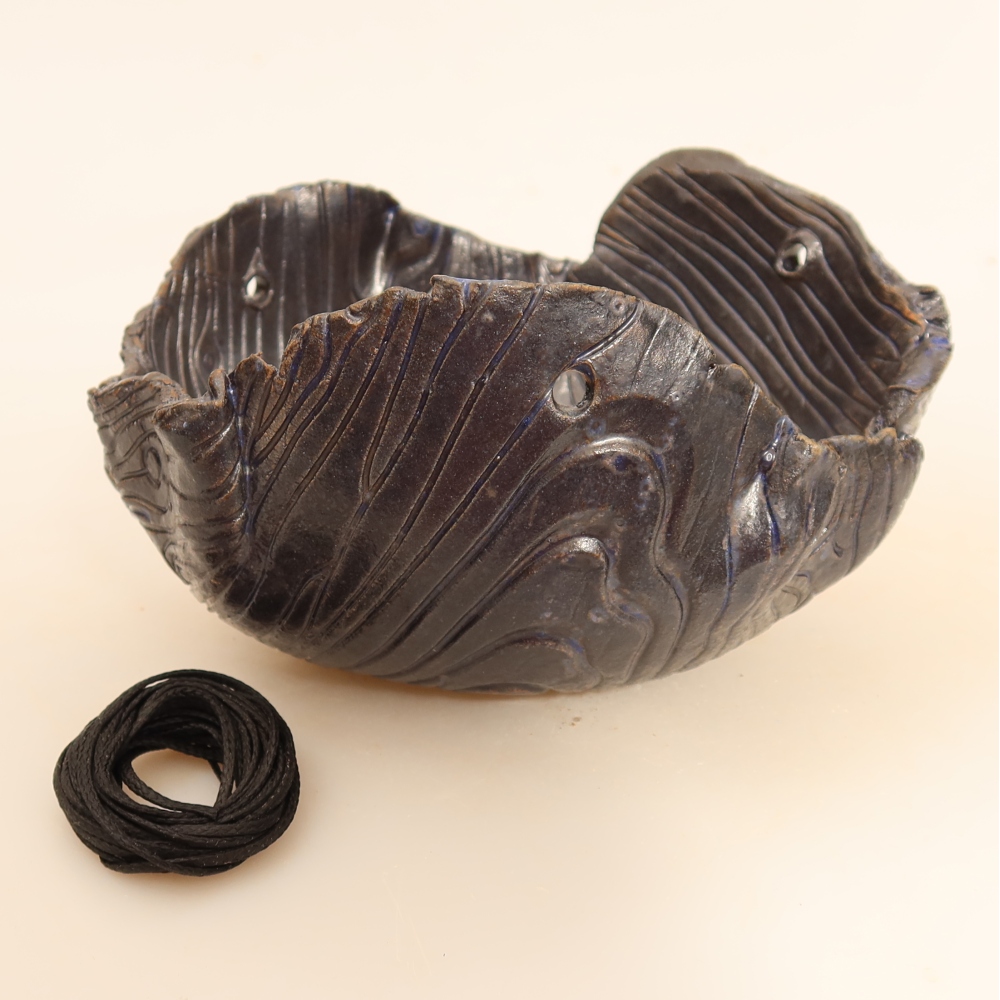 Ceramic Kokedama Pot, 14 x 12 x 8.5 cm, blue