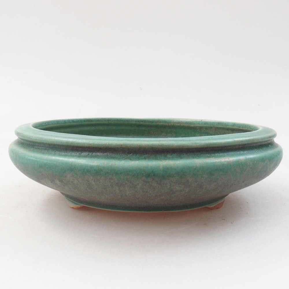 Ceramic bonsai bowl 15,5 x 15,5 x 5 cm, color green
