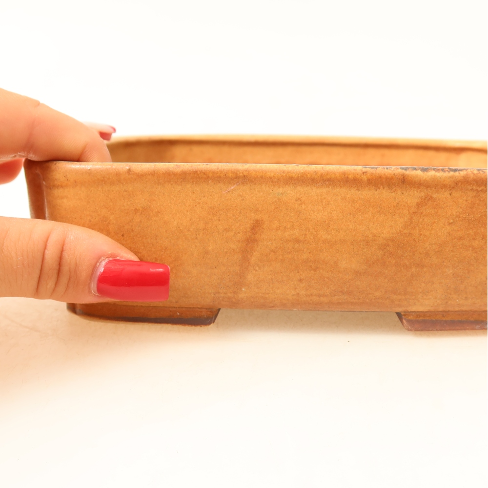 Ceramic bonsai pot, 18 x 14 x 4.5 cm, pink