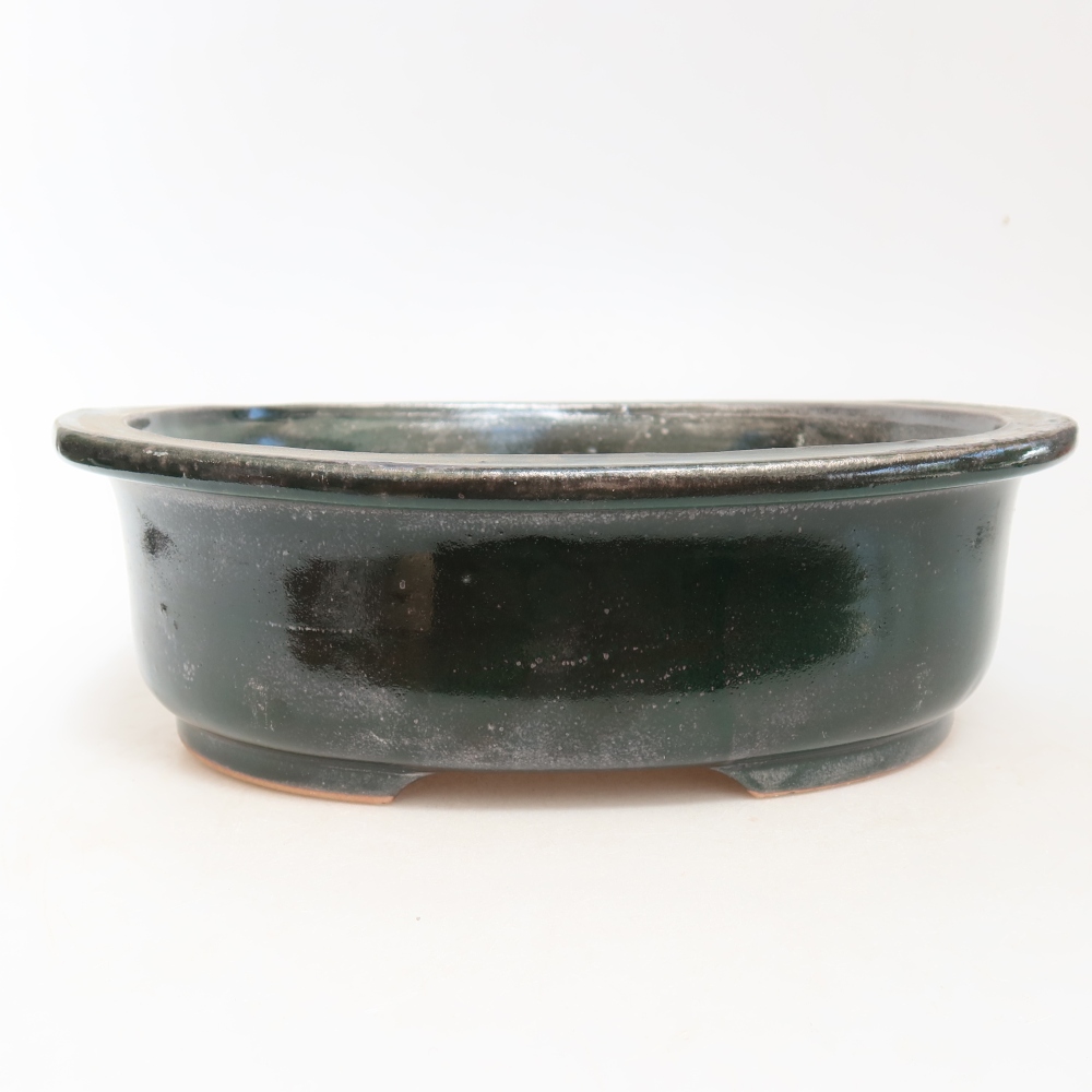 Ceramic bonsai bowl 26 x 22 x 8 cm, green
