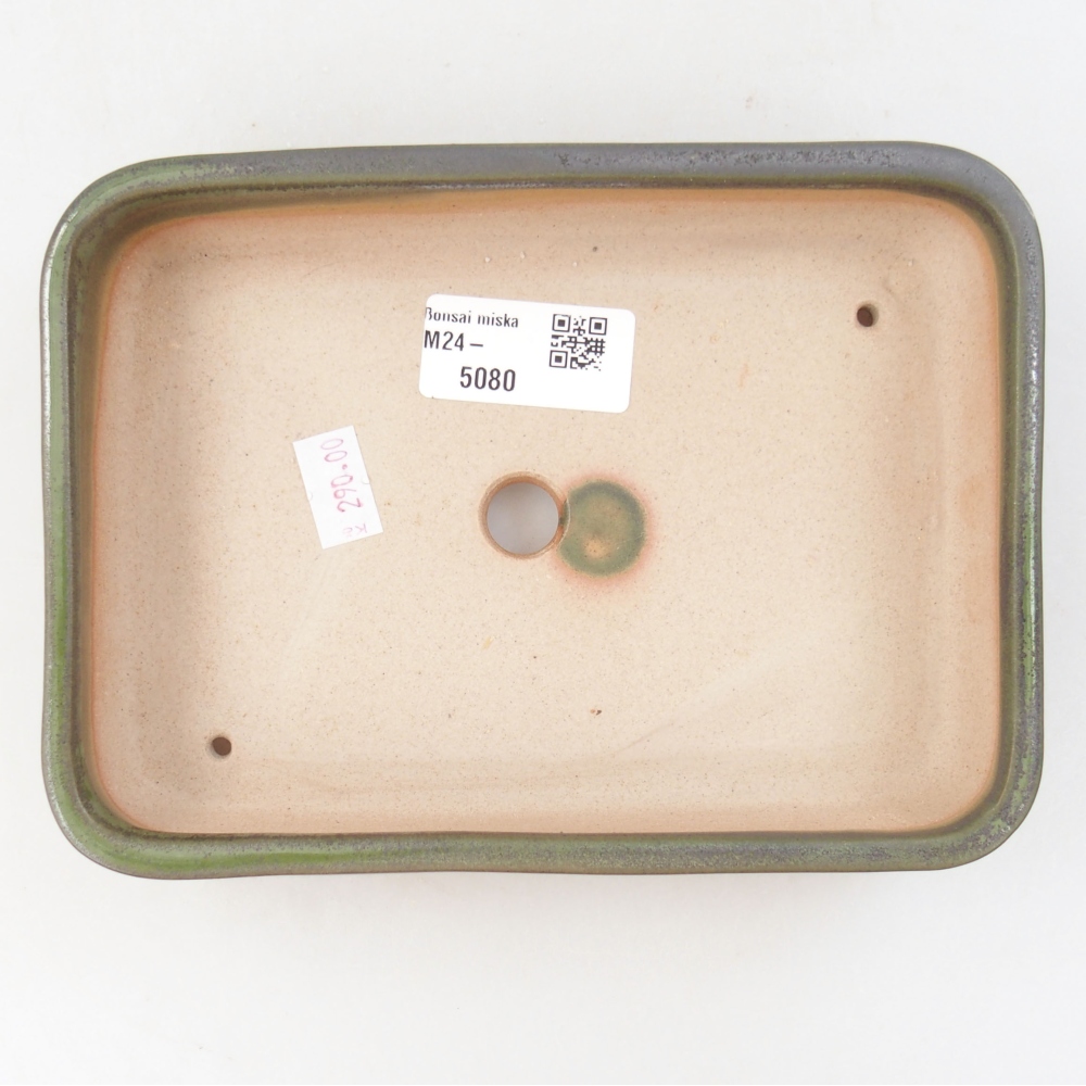 Ceramic bonsai bowl 18 x 13,5 x 4 cm, color green