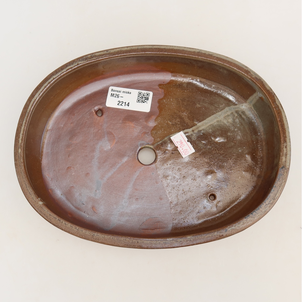 Ceramic bonsai bowl 22 x 17 x 4 cm, brown