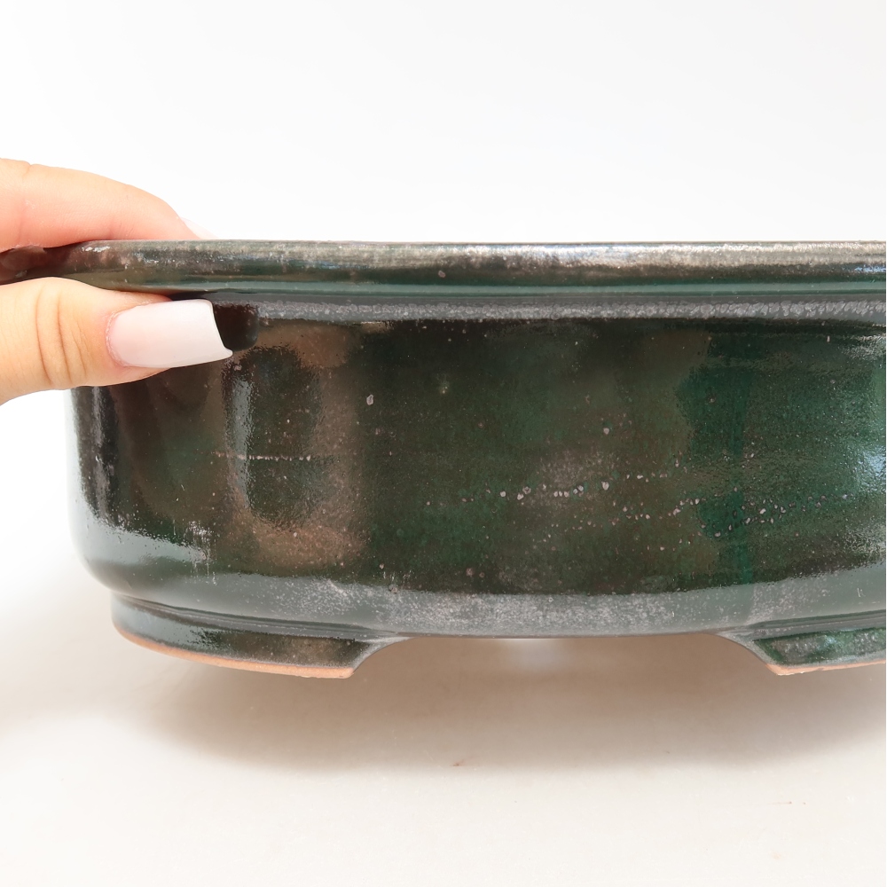 Ceramic bonsai bowl 26 x 22 x 8 cm, green