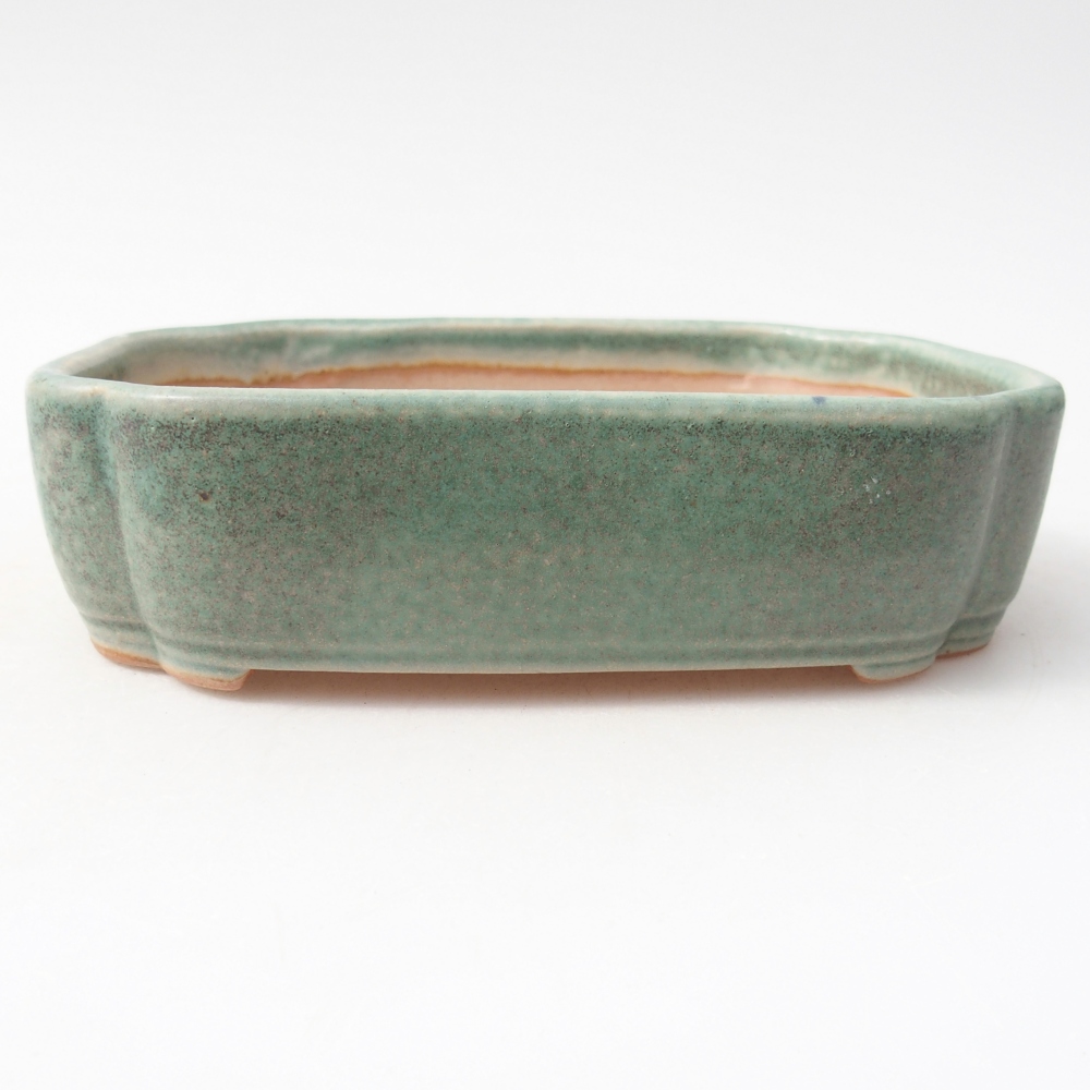 Ceramic bonsai bowl 16 x 11,5 x 4 cm, green
